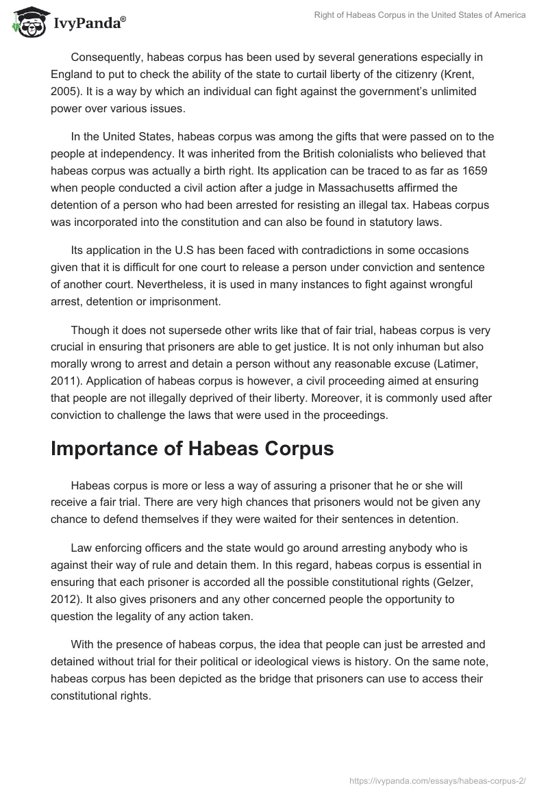 Right of Habeas Corpus in the United States of America. Page 2