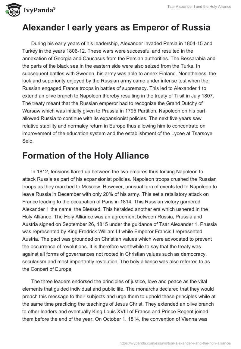 Tsar Alexander I and the Holy Alliance. Page 2