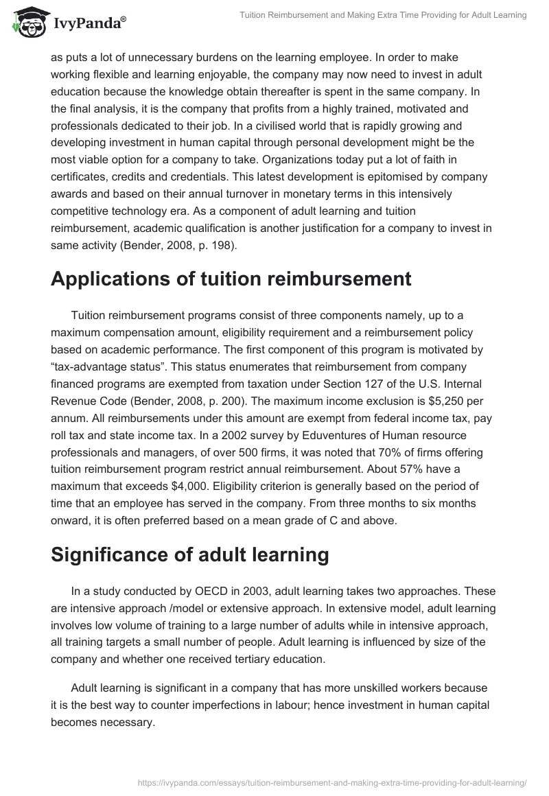 Tuition Reimbursement and Making Extra Time Providing for Adult Learning. Page 2