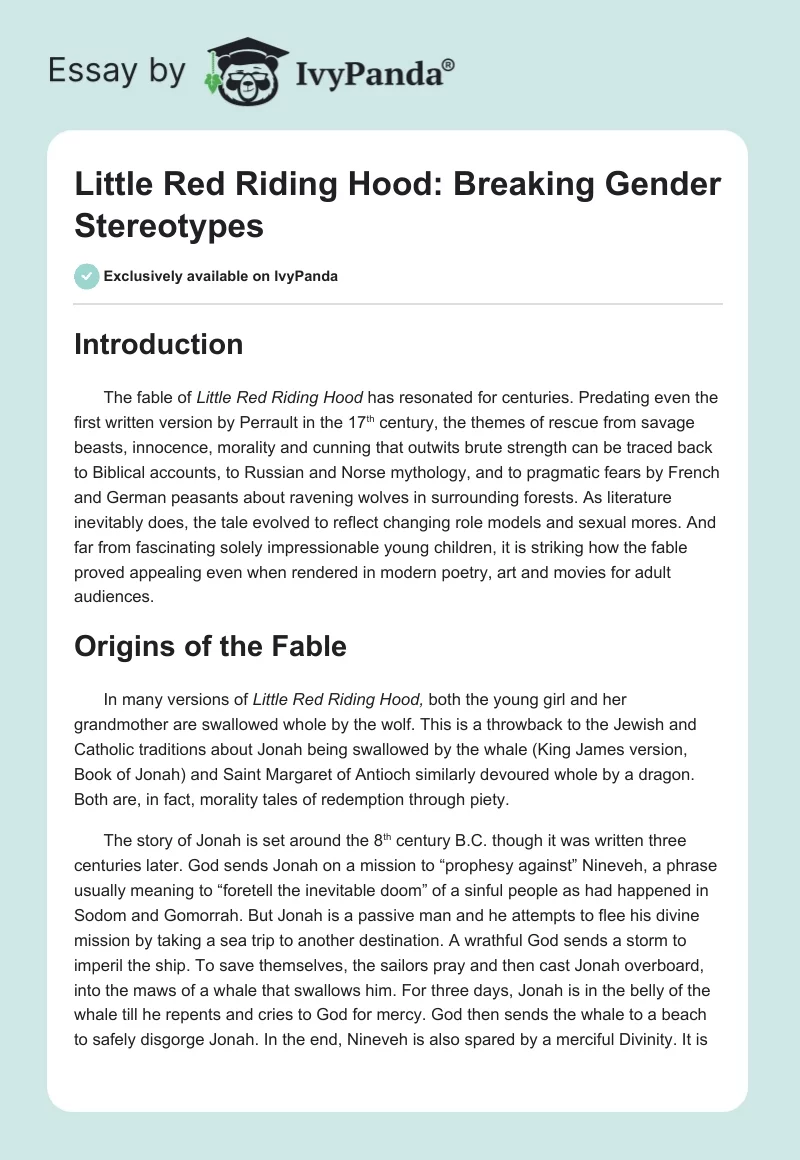 Little Red Riding Hood: Breaking Gender Stereotypes. Page 1