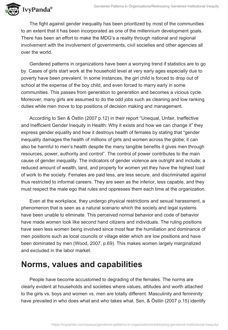 Gendered Patterns in Organizations/Redressing Gendered Institutional Inequity. Page 3
