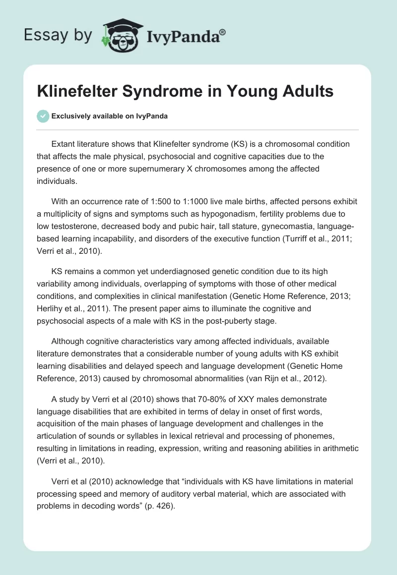 Klinefelter Syndrome in Young Adults. Page 1