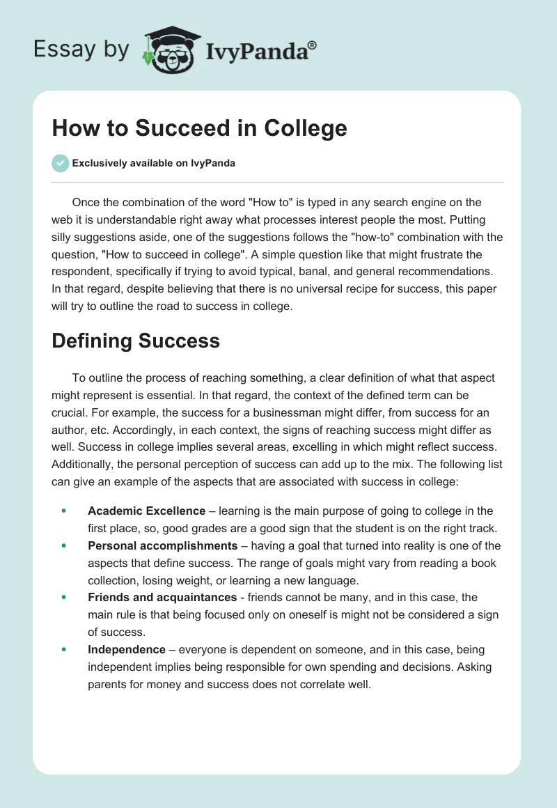 How to Succeed in College. Page 1