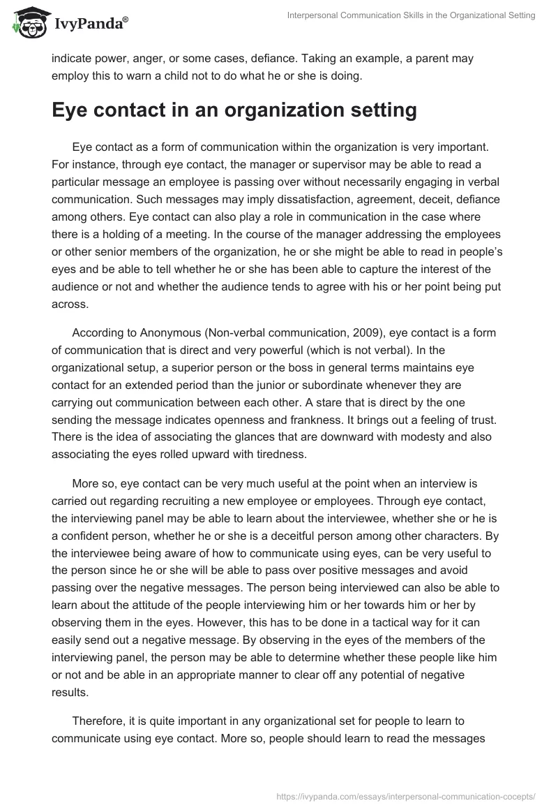 Interpersonal Communication Skills in the Organizational Setting. Page 3