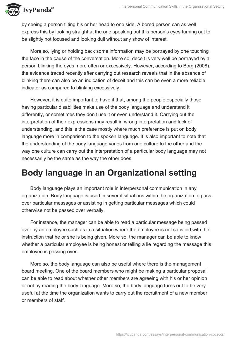 Interpersonal Communication Skills in the Organizational Setting. Page 5