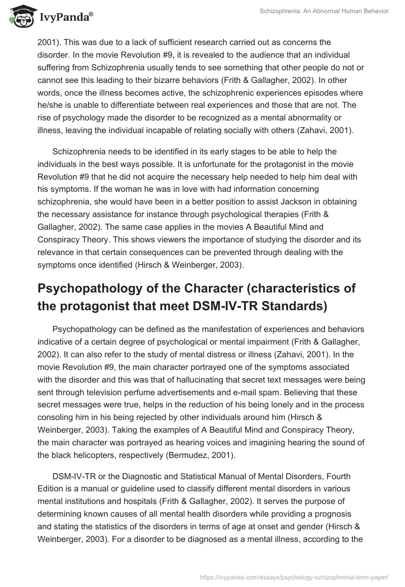 Schizophrenia: An Abnormal Human Behavior. Page 5