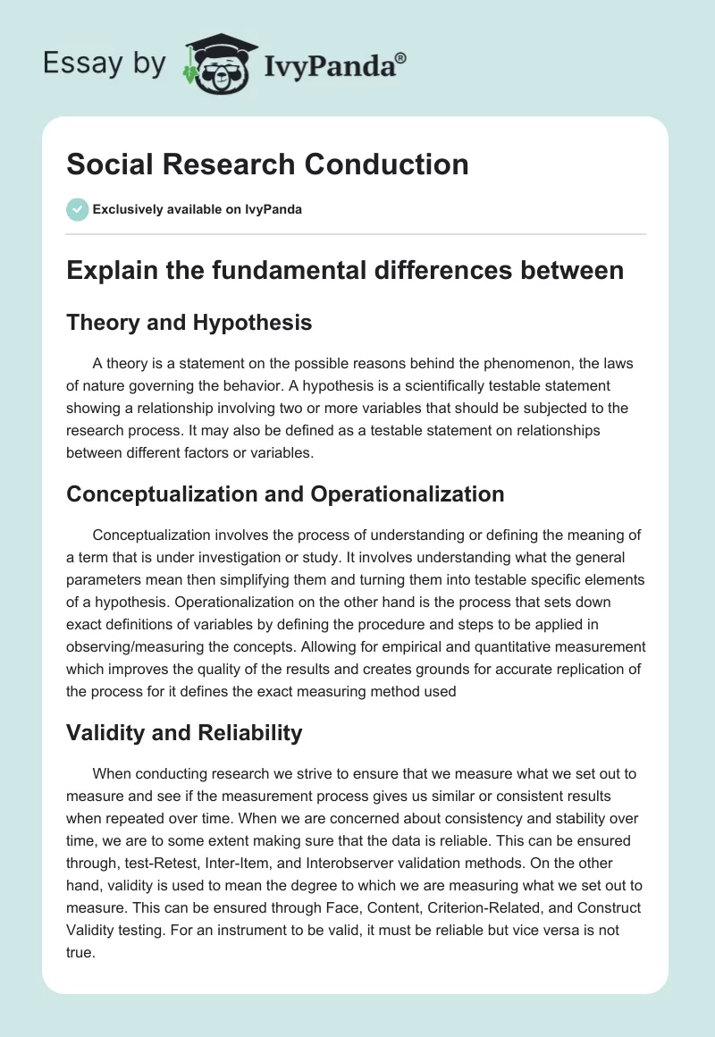 Social Research Conduction. Page 1