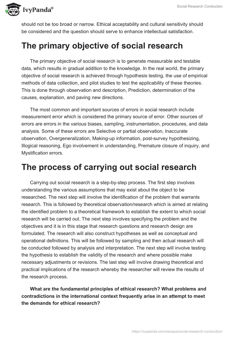 Social Research Conduction. Page 3