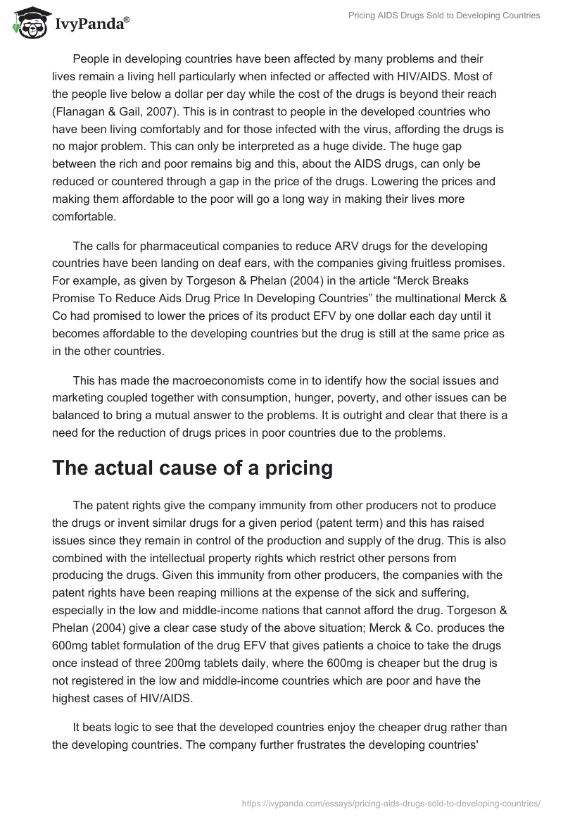 Pricing AIDS Drugs Sold to Developing Countries. Page 2