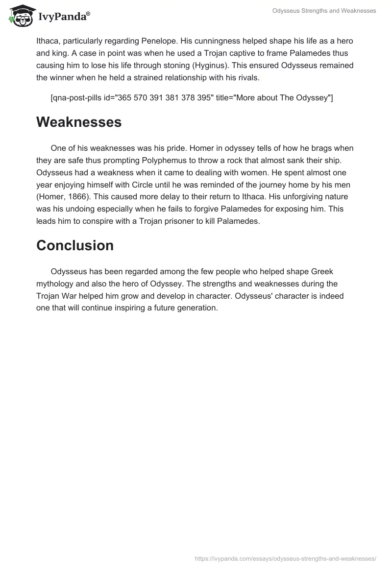Odysseus Strengths and Weaknesses. Page 2