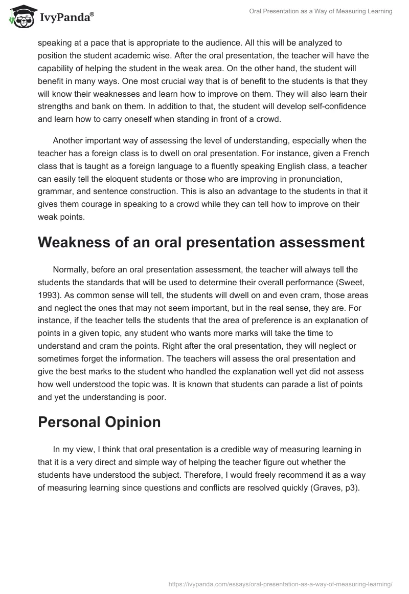 Oral Presentation as a Way of Measuring Learning. Page 2