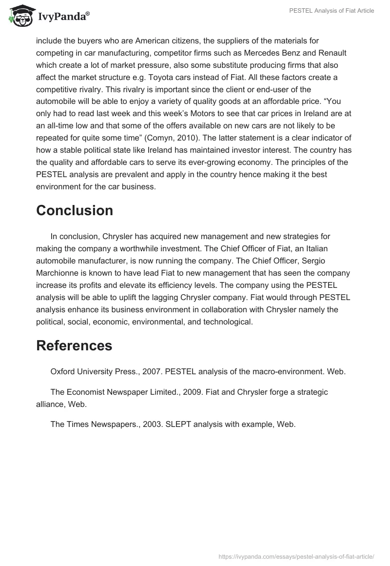 PESTEL Analysis of Fiat Article. Page 3