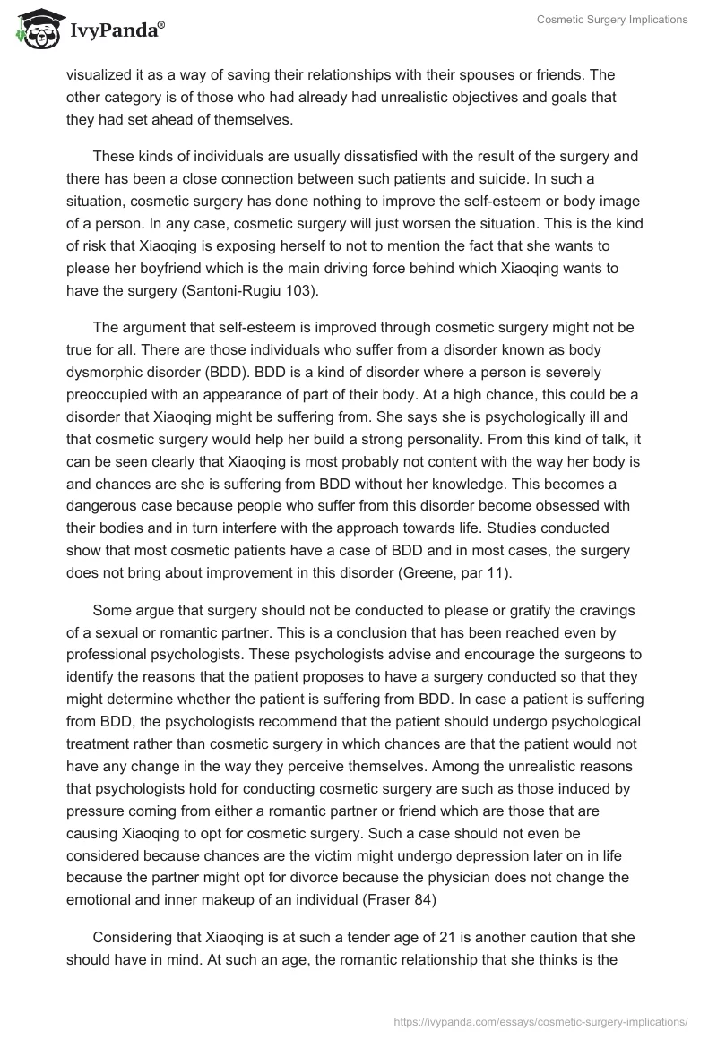Cosmetic Surgery Implications. Page 2