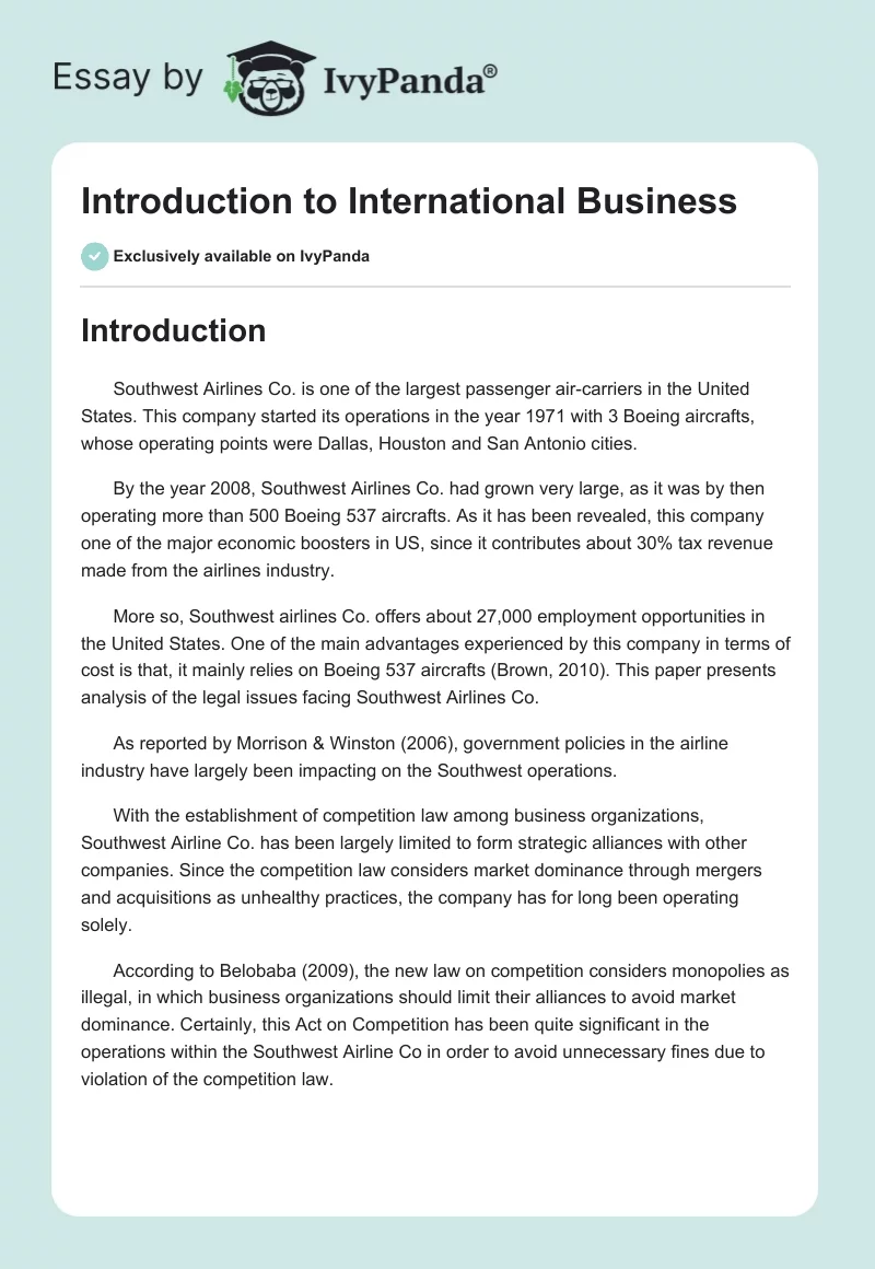 Introduction to International Business. Page 1