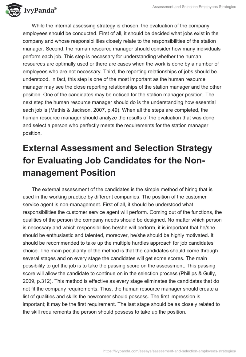 Assessment and Selection Employees Strategies. Page 2