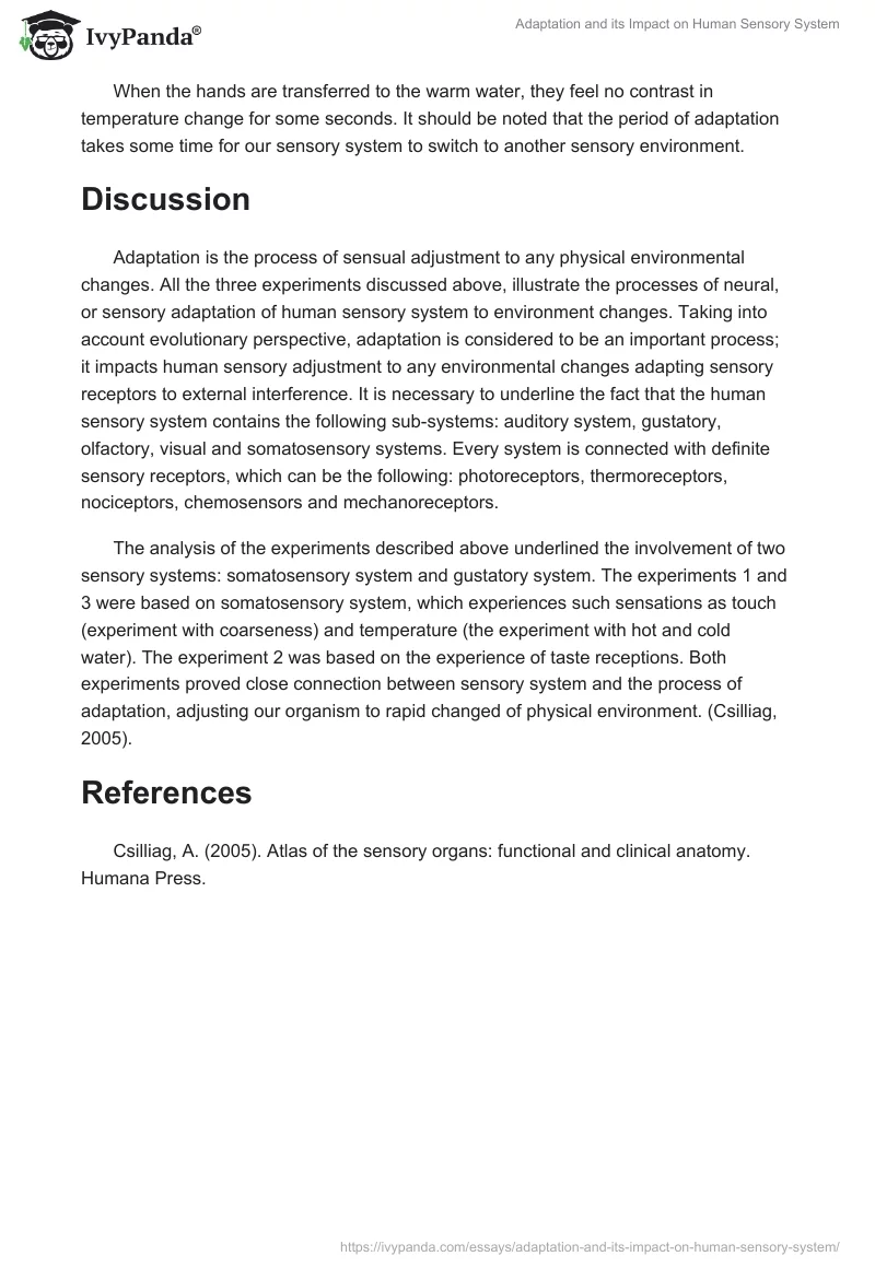 Adaptation and its Impact on Human Sensory System. Page 2