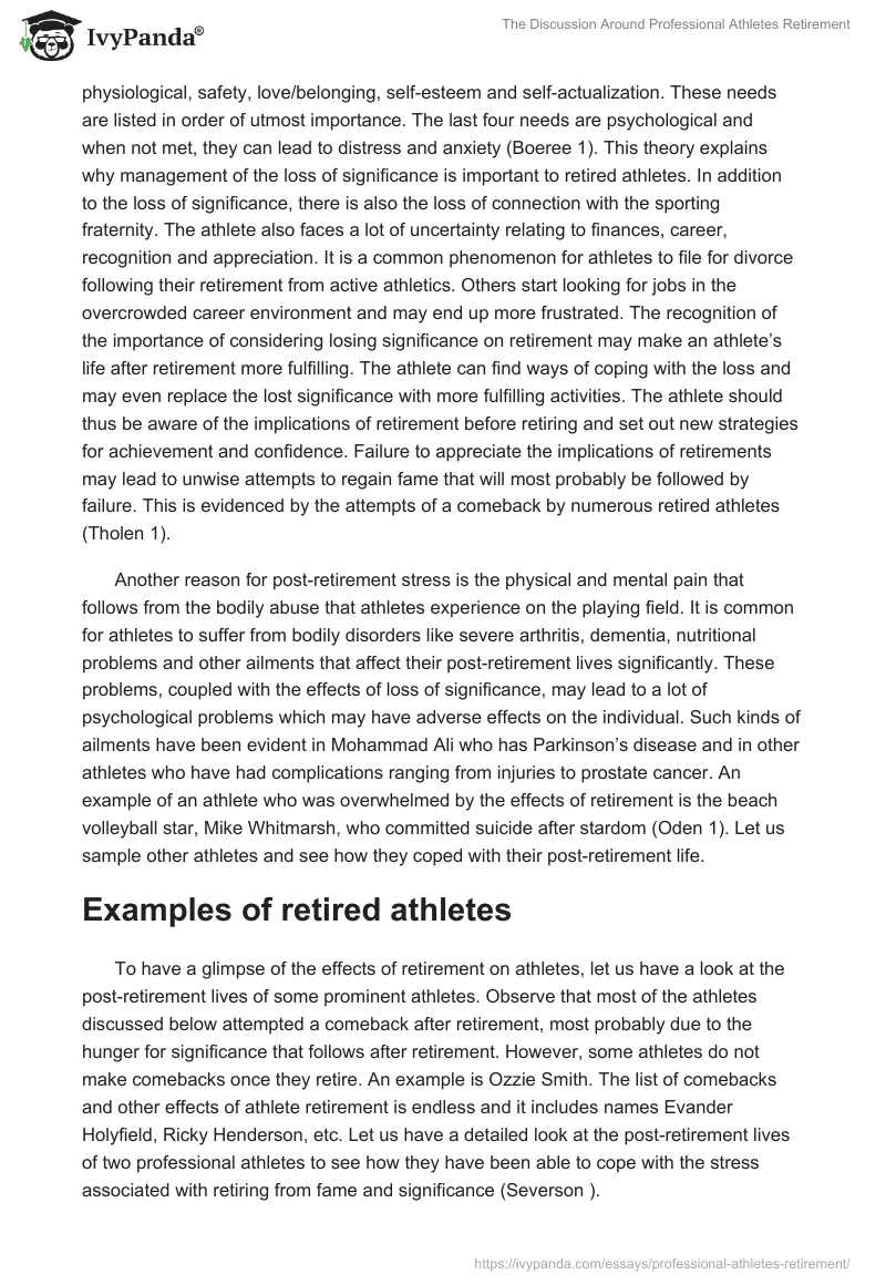 The Discussion Around Professional Athletes Retirement. Page 2