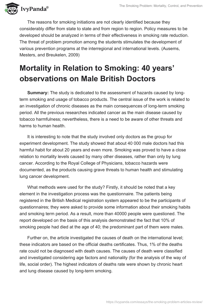 The Smoking Problem: Mortality, Control, and Prevention. Page 3