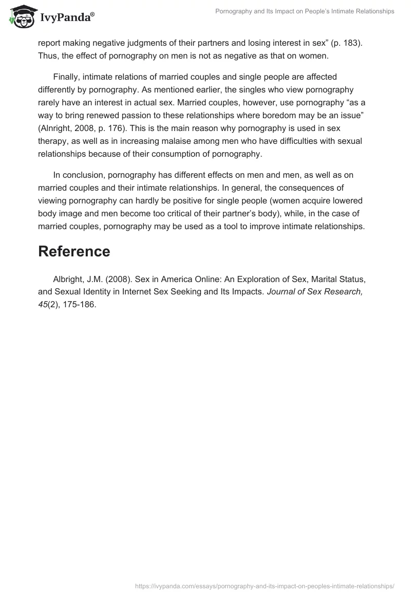 Pornography and Its Impact on People’s Intimate Relationships. Page 2