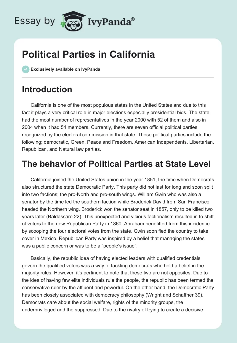 Political Parties in California. Page 1
