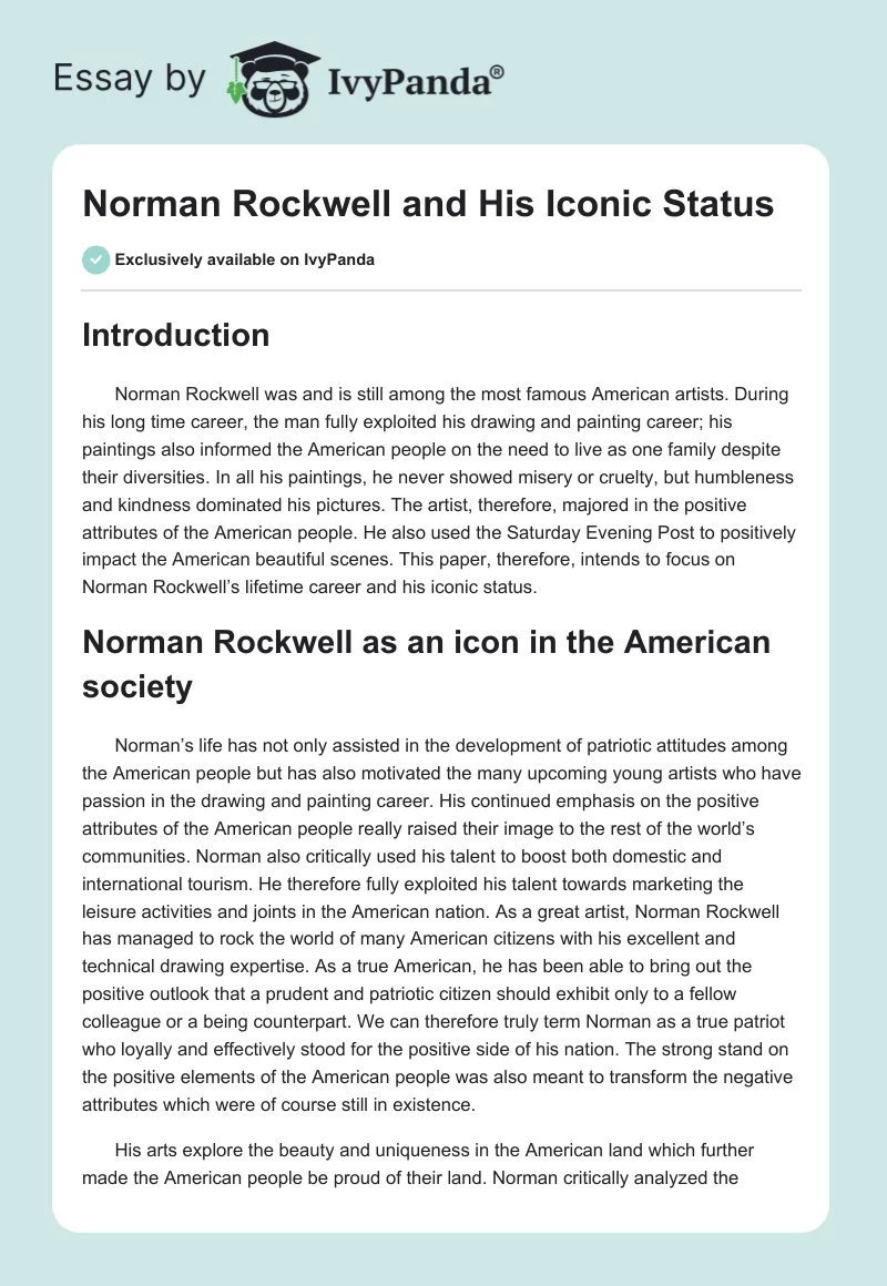 Norman Rockwell and His Iconic Status. Page 1