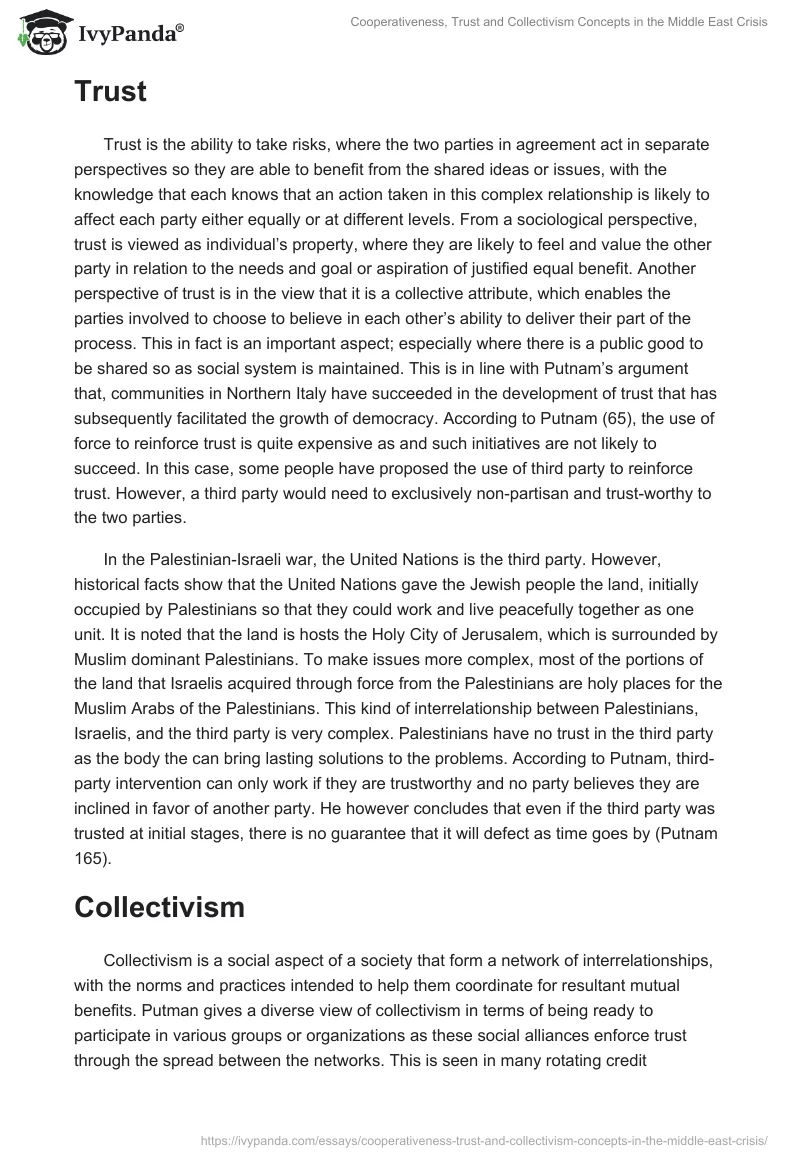Cooperativeness, Trust and Collectivism Concepts in the Middle East Crisis. Page 2