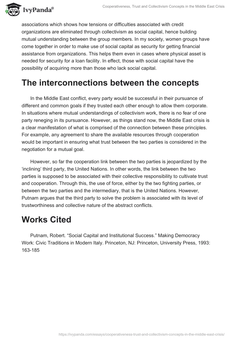 Cooperativeness, Trust and Collectivism Concepts in the Middle East Crisis. Page 3
