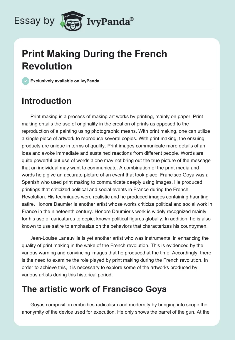 Print Making During the French Revolution. Page 1
