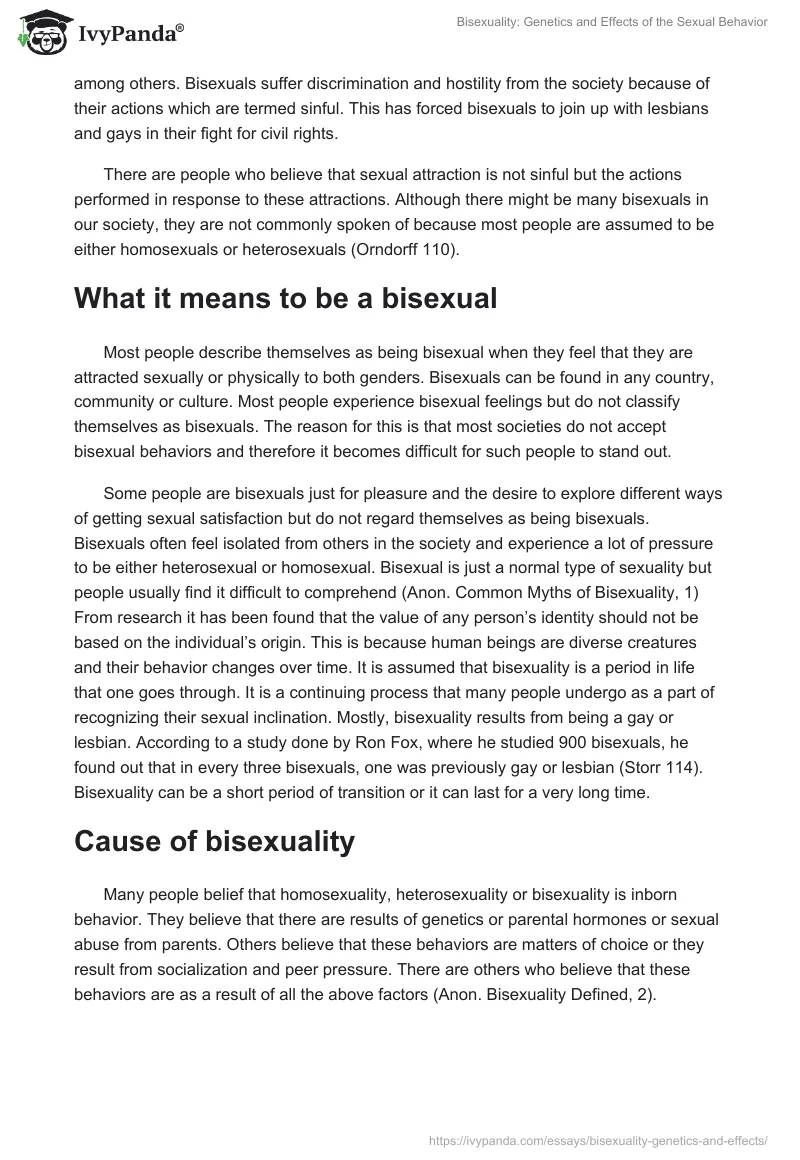 Bisexuality: Genetics and Effects of the Sexual Behavior. Page 2