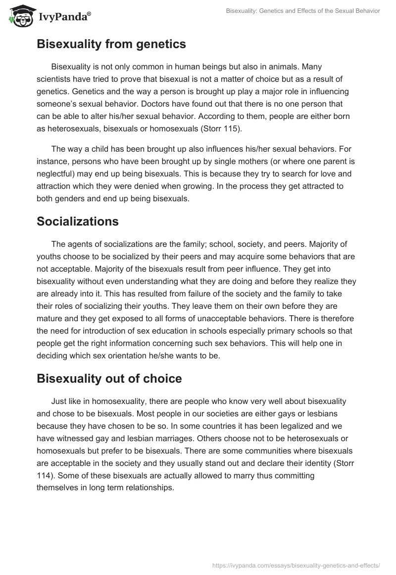 Bisexuality: Genetics and Effects of the Sexual Behavior. Page 3