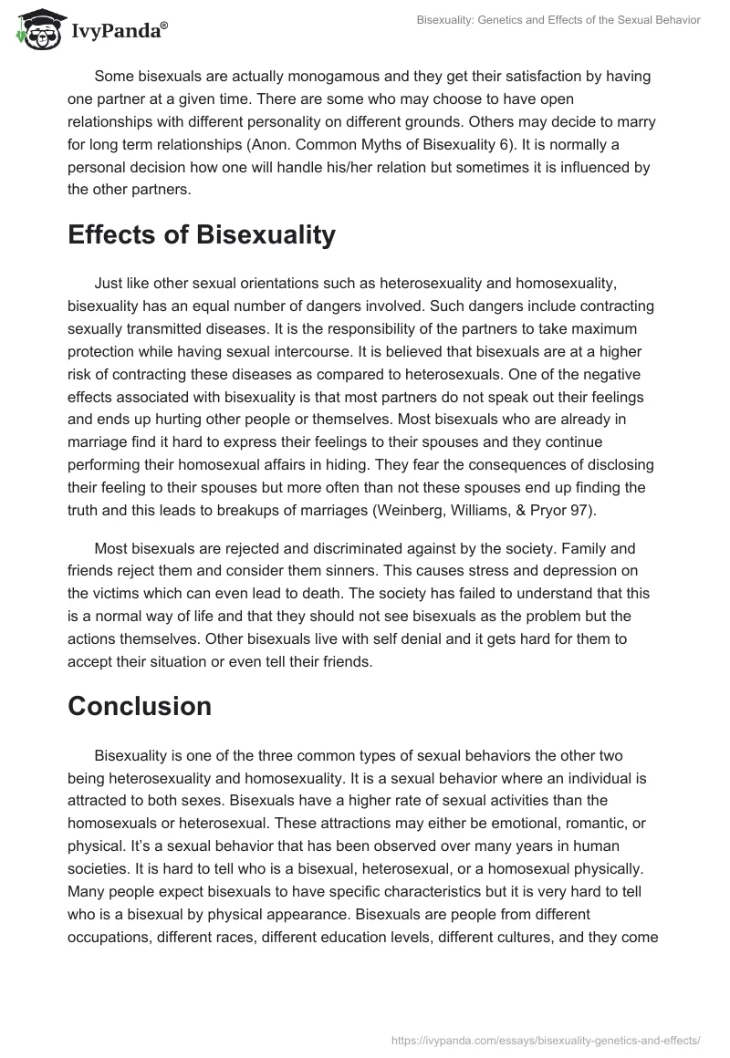 Bisexuality: Genetics and Effects of the Sexual Behavior. Page 5