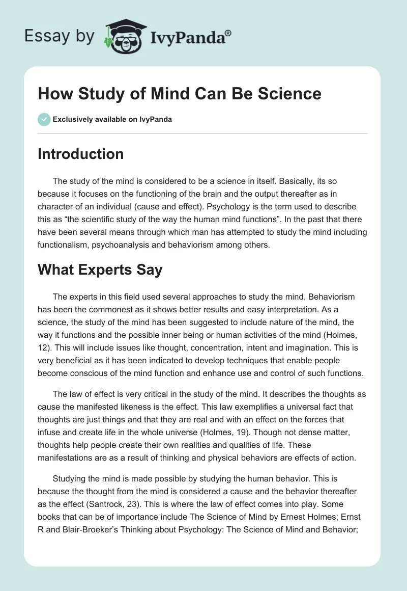 How Study of Mind Can Be Science. Page 1