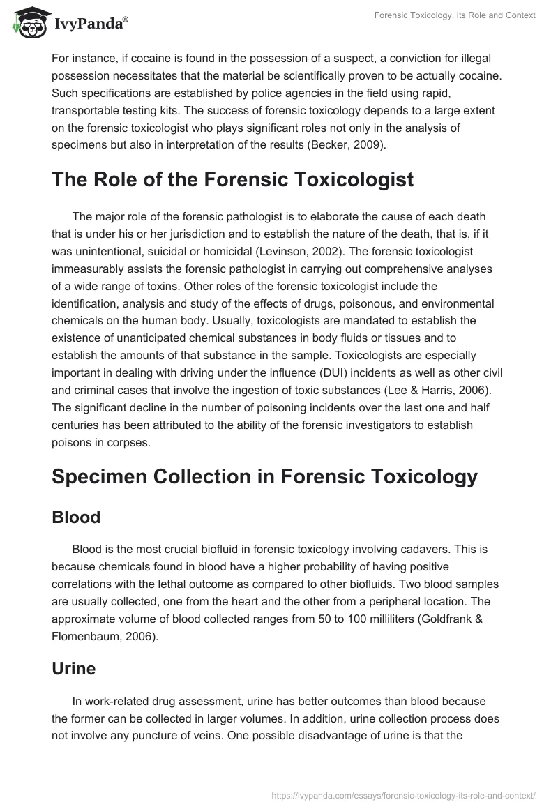 Forensic Toxicology, Its Role and Context. Page 2