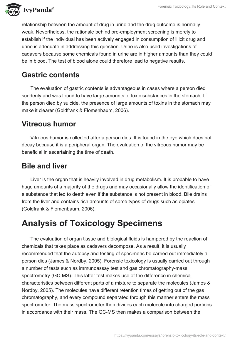 Forensic Toxicology, Its Role and Context. Page 3