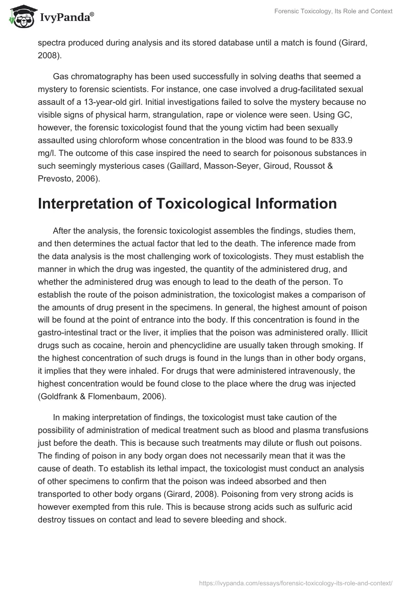 Forensic Toxicology, Its Role and Context. Page 4