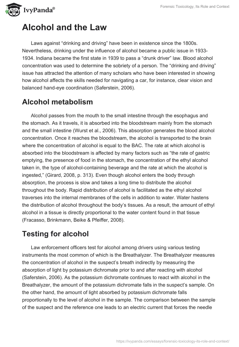 Forensic Toxicology, Its Role and Context. Page 5