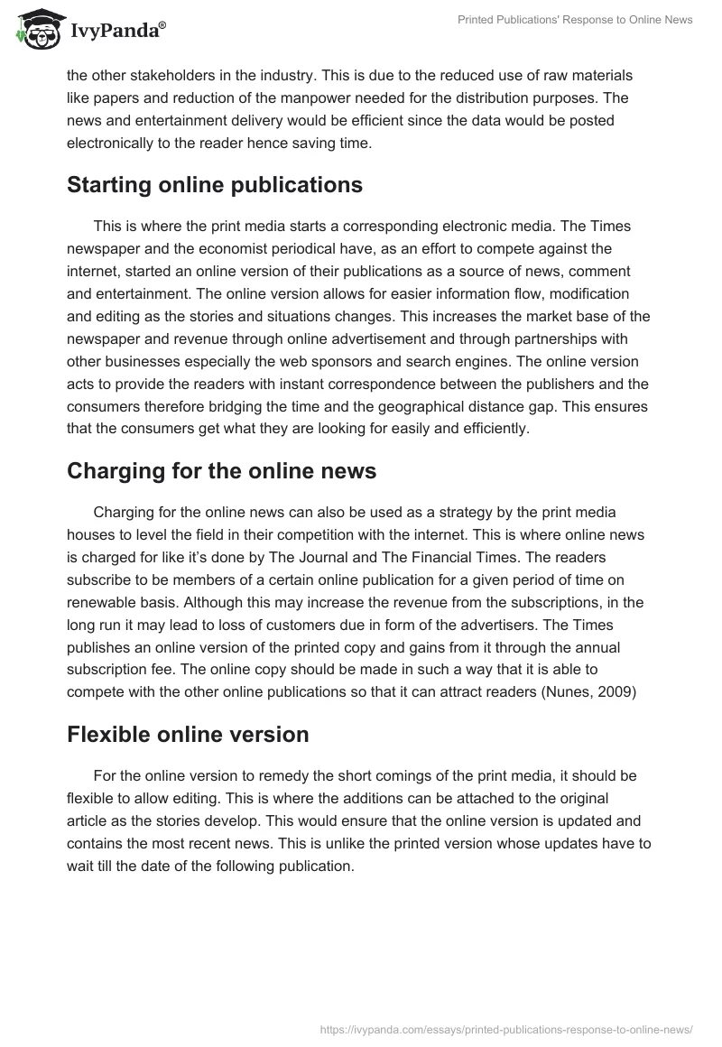 Printed Publications' Response to Online News. Page 3