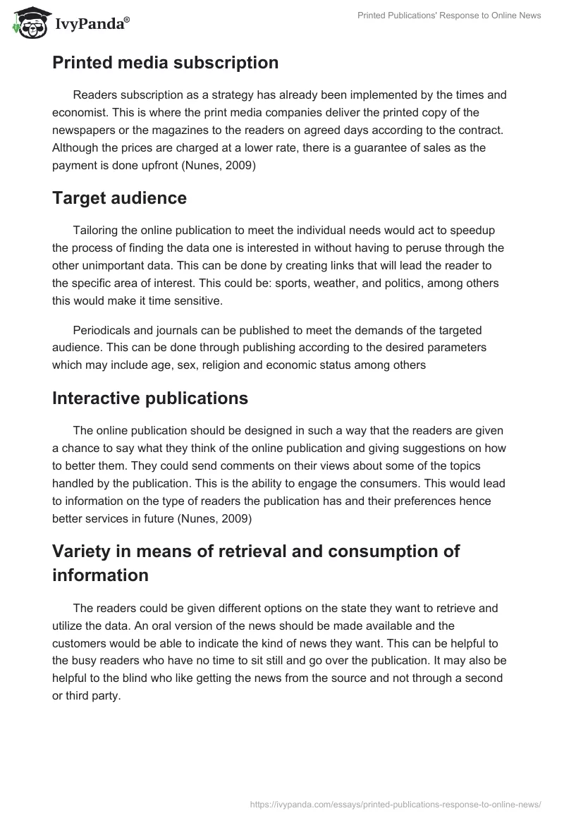 Printed Publications' Response to Online News. Page 4