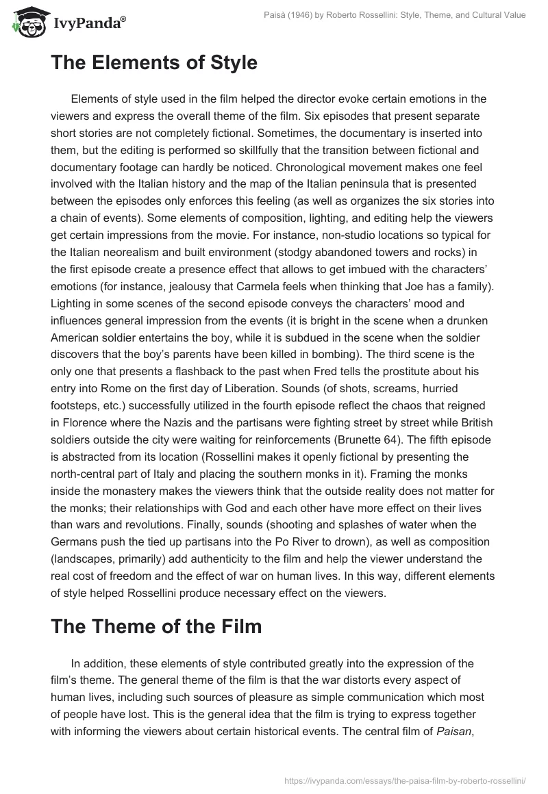 Paisà (1946) by Roberto Rossellini: Style, Theme, and Cultural Value. Page 2