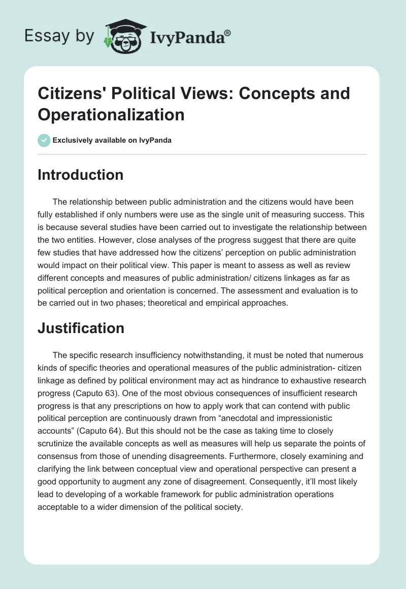 Citizens' Political Views: Concepts and Operationalization. Page 1