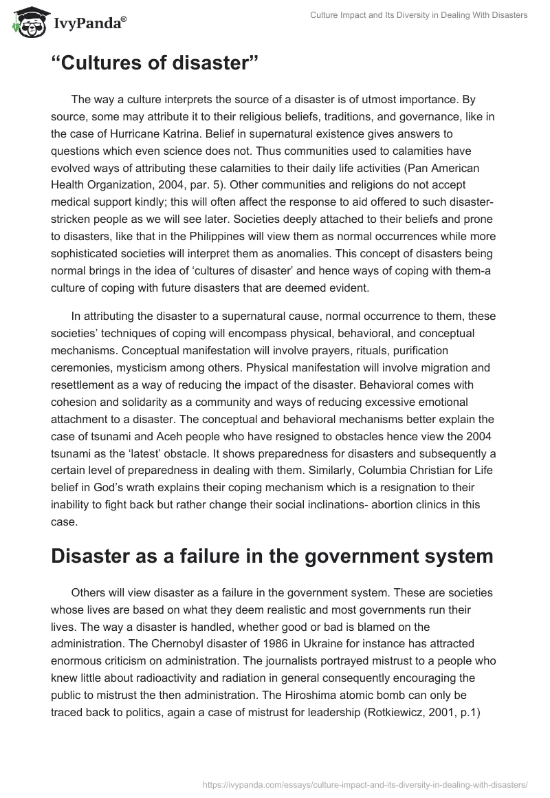 Culture Impact and Its Diversity in Dealing With Disasters. Page 2