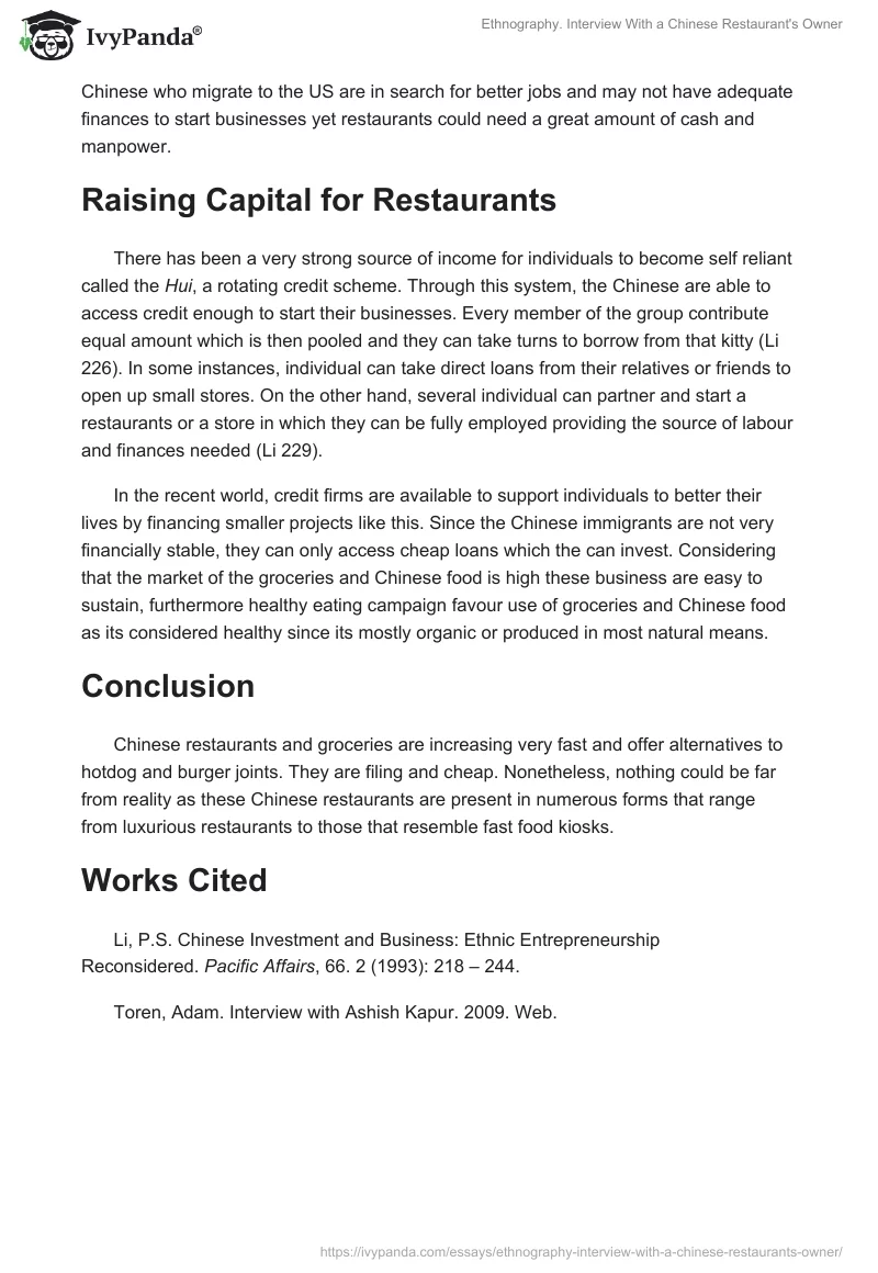 Ethnography. Interview With a Chinese Restaurant's Owner. Page 4
