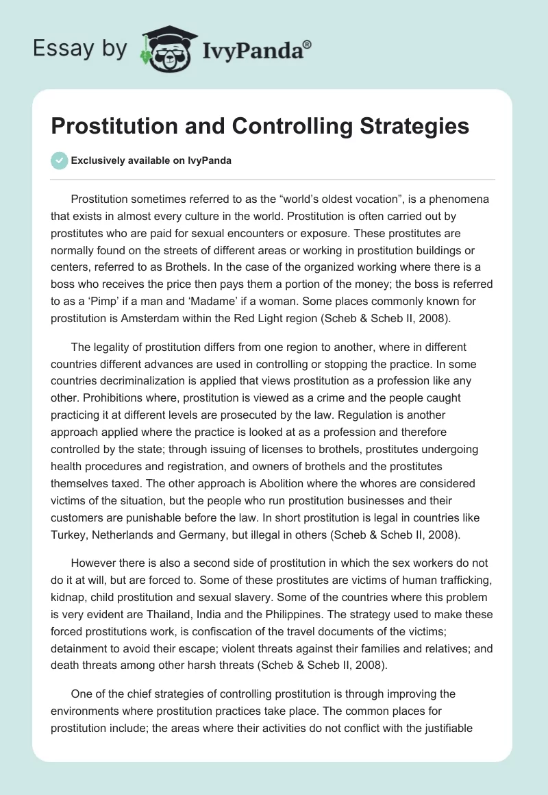 Prostitution and Controlling Strategies. Page 1