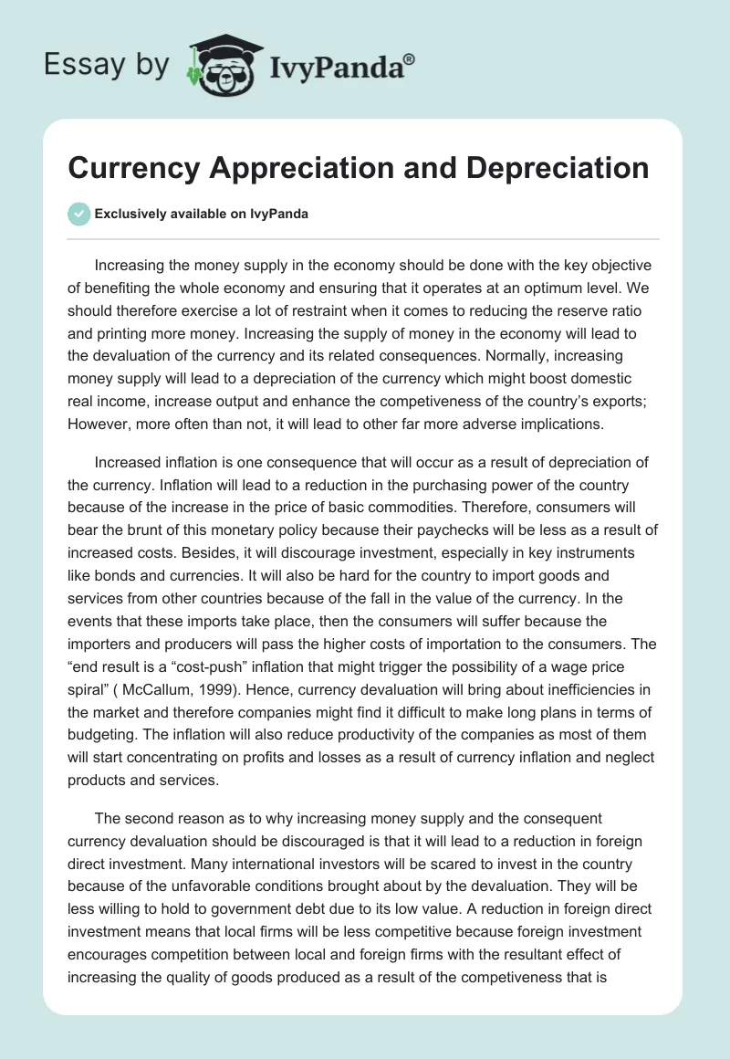 Currency Appreciation and Depreciation. Page 1