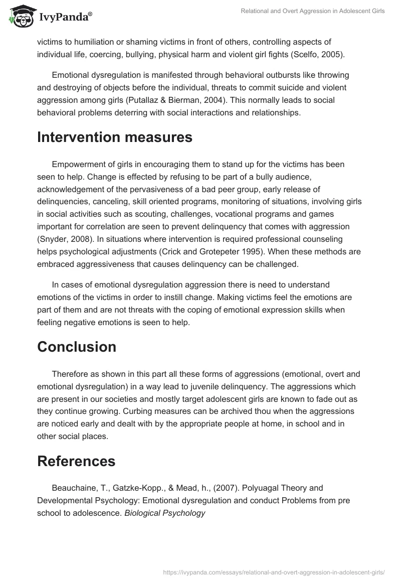 Relational and Overt Aggression in Adolescent Girls. Page 3