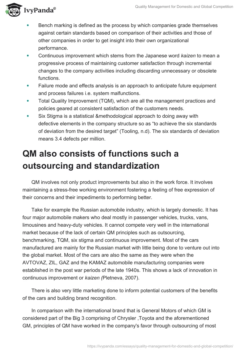 Quality Management for Domestic and Global Competition. Page 2