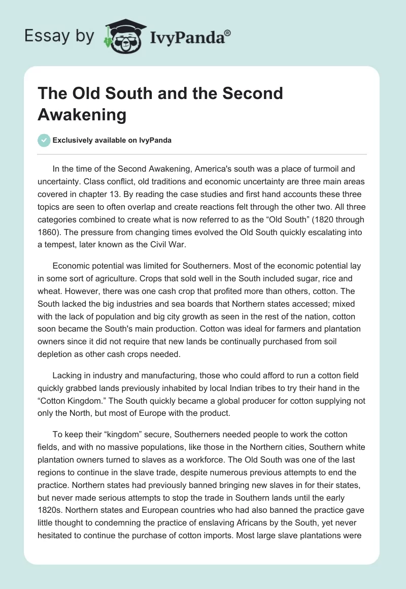 The Old South and the Second Awakening. Page 1