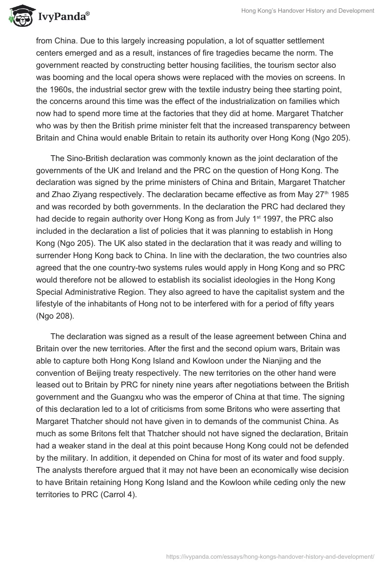 Hong Kong’s Handover History and Development. Page 3