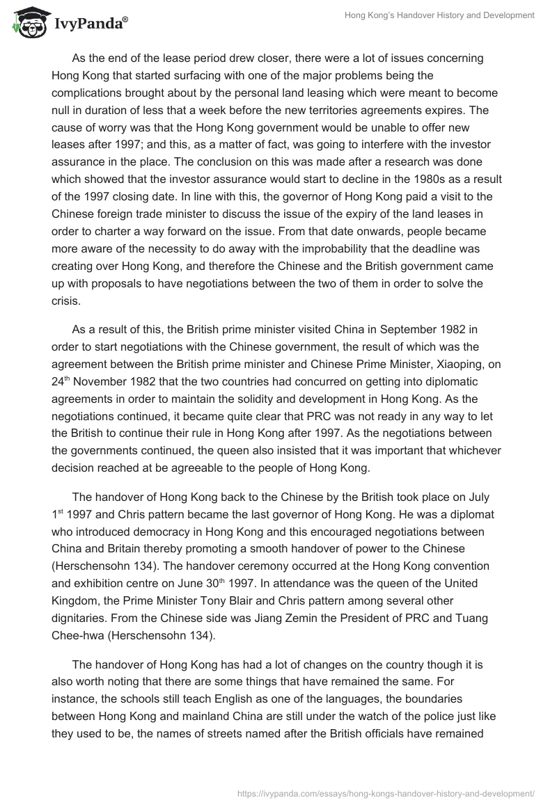 Hong Kong’s Handover History and Development. Page 4