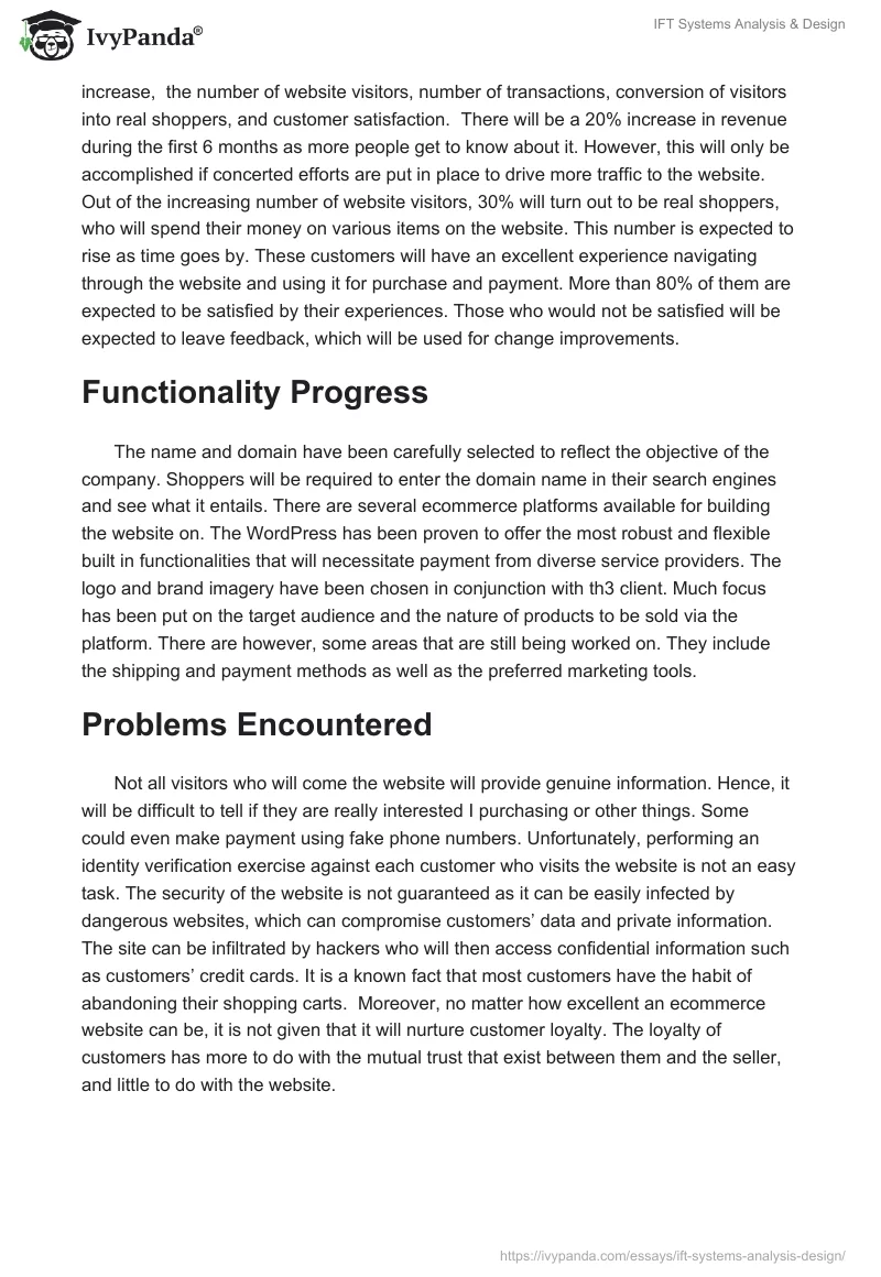 IFT Systems Analysis & Design. Page 2
